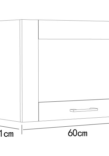 VCM NORDIC Colura Küchen-Hängeschrank über Dunstabzugshaube, mit 1 Tür – weißes Holz (B:60)