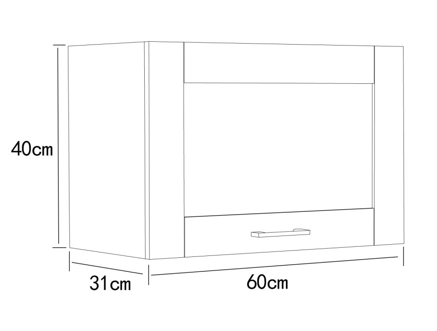 VCM NORDIC Colura Küchen-Hängeschrank über Dunstabzugshaube, mit 1 Tür – weißes Holz (B:60)