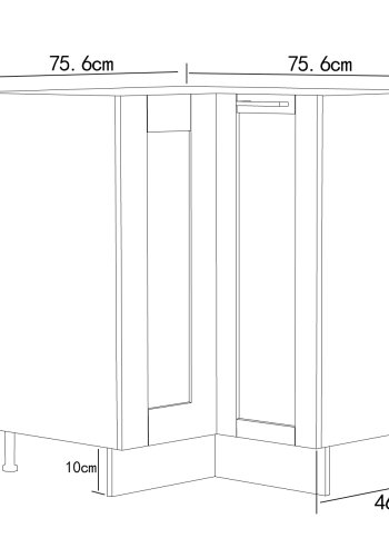 VCM NORDIC Colura Küchen-Eckunterschrank, m. 1 Tür und 1 Einlegeboden - Holz weiß (B:76)