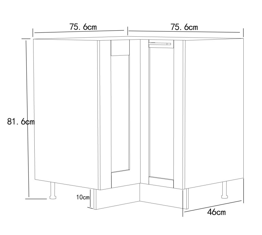 VCM NORDIC Colura Küchen-Eckunterschrank, m. 1 Tür und 1 Einlegeboden - Holz weiß (B:76)