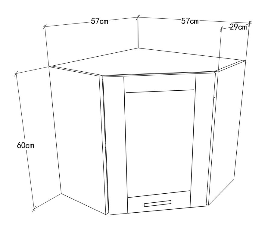 VCM NORDIC Colura Küchen-Eckwandschrank, m. 1 Tür, 1 Einlegeboden - Holz weiß (B:57)