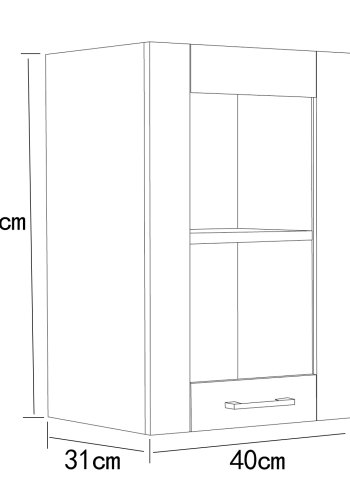 VCM NORDIC Colura Küchen-Hängeschrank, m. 1 Glastür, 1 Einlegeboden - Holz weiß (B:40)