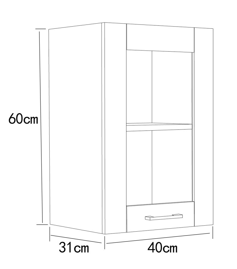 VCM NORDIC Colura Küchen-Hängeschrank, m. 1 Glastür, 1 Einlegeboden - Anthrazitgrau/Weiß Holz (B:40)