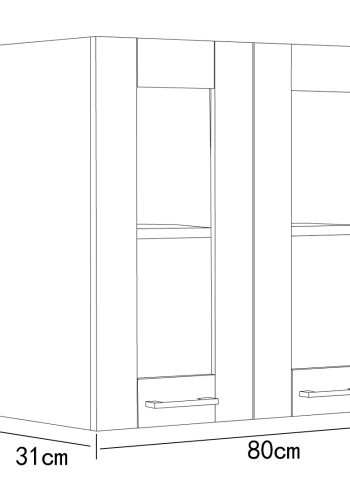 VCM NORDIC Colura kjkkenveggskap, m. 2 glassdrer, 1 hylle - hvitt tre (B:80)