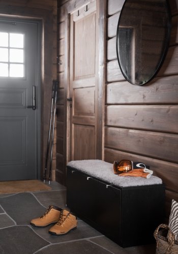 ROWICO Confetti bnk - sort eg/lysegr hynde, m. 3 skuffer