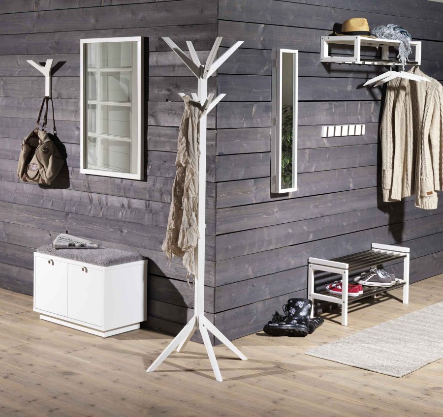 ROWICO Confetti bnk - hvidlakeret tr/lysegr stofhynde, m. 2 skuffer