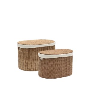 KAVE HOME Indali kurv, m. lg, hank og aftageligt betrk - brun rattan (st m. 2)