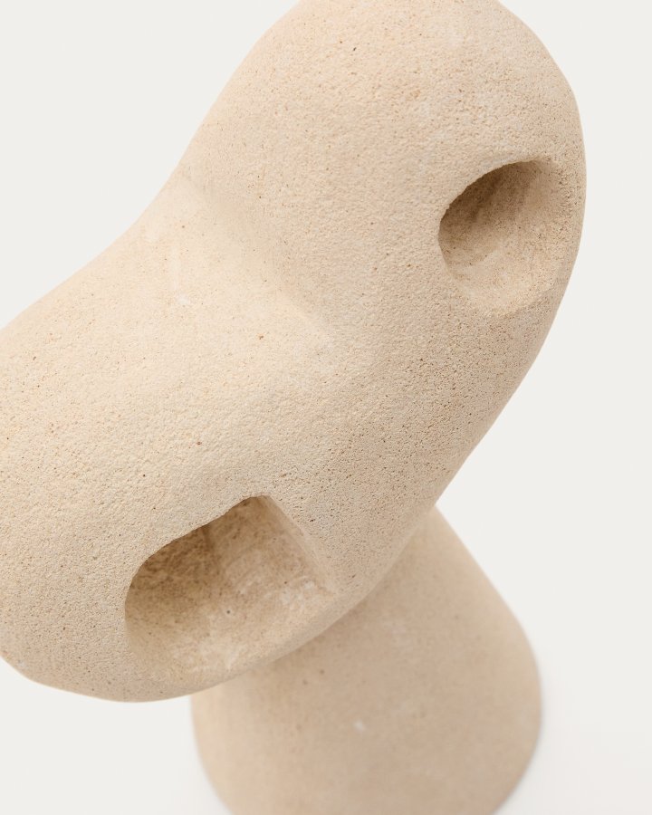 KAVE HOME Arif sett med steinskulpturer i beige og svart utfrelse, 12 cm / 23 cm