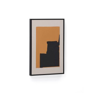 KAVE HOME Zernu abstrakt billede, hndmalet, rektangulr - orange og sort hr lrred (42x65)