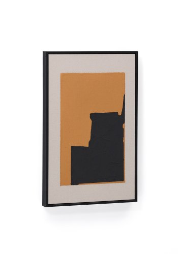 KAVE HOME Zernu hndmalt oransje og svart i lin abstrakt bilde 42 x 65 cm