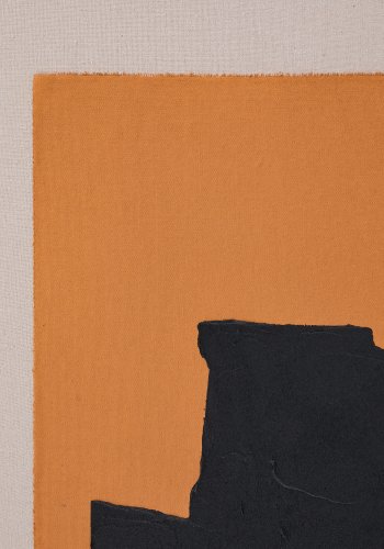 KAVE HOME Zernu hndmalt oransje og svart i lin abstrakt bilde 42 x 65 cm