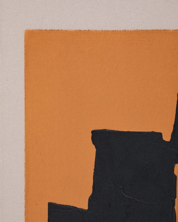 KAVE HOME Zernu hndmalt oransje og svart i lin abstrakt bilde 42 x 65 cm