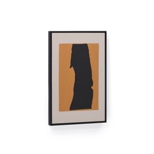 KAVE HOME Zernu abstrakt billede, hndmalet, rektangulr - orange og sort hr lrred (42x65)