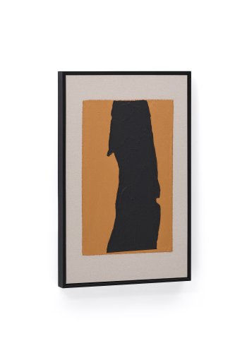 KAVE HOME Zernu hndmalt oransje og svart med abstrakt linbilde 42 x 65 cm