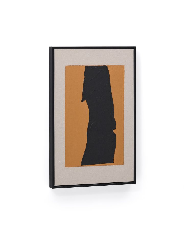 KAVE HOME Zernu hndmalt oransje og svart med abstrakt linbilde 42 x 65 cm