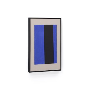 KAVE HOME Zernu abstrakt billede, hndmalet - bl og sort vertikal linje hr lrred (42x65)