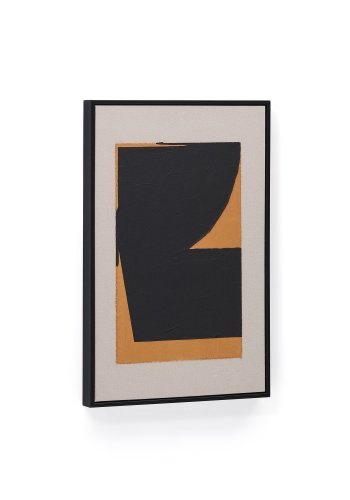KAVE HOME Zernu hndmalt oransje og svart lin abstrakt bilde 42 x 65 cm