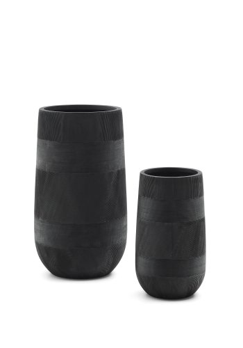 KAVE HOME Sett med 2 Tival sorte sementlignende blomsterpotter 45 cm