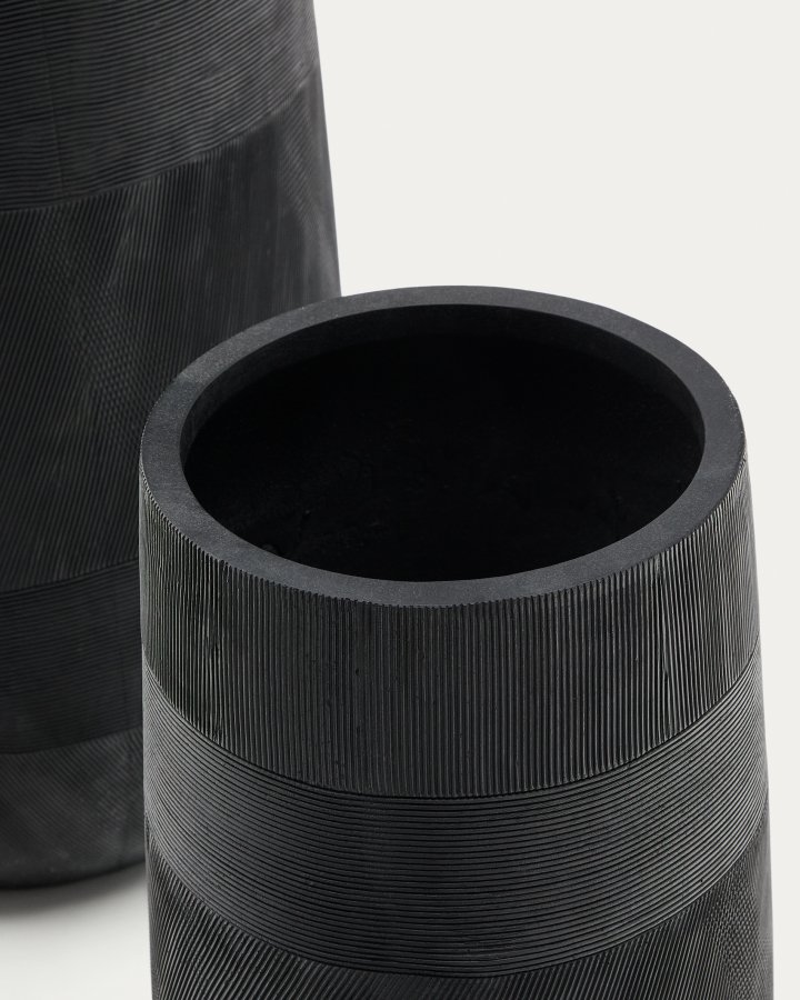 KAVE HOME Sett med 2 Tival sorte sementlignende blomsterpotter 45 cm