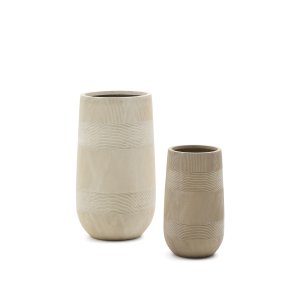 KAVE HOME Tival krukke, rund - beige cement-effekt polycement (45) (st med 2)