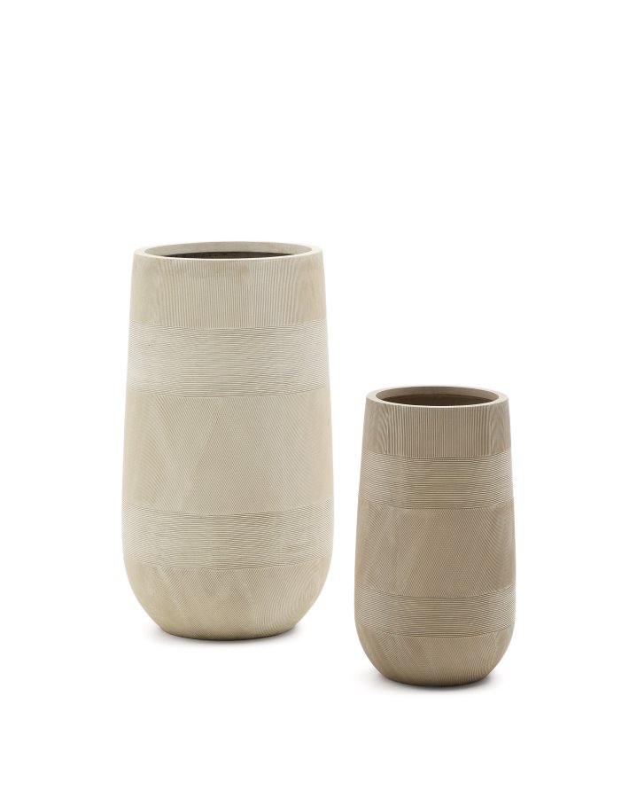 KAVE HOME Tival blomsterpotte i beige sementeffekt 45 cm