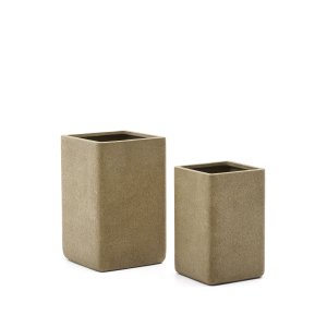KAVE HOME Minoa hj krukke, kvadratisk - polycement med sennepsstenseffekt (44x44) (st med 2)