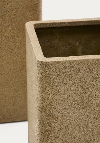 KAVE HOME Sett med 2 Minoa hye blomsterkasser med sennepssteinseffekt 44 x 44 cm