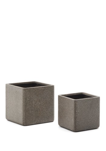 KAVE HOME Sett med 2 Minoa-plantekasser med brun steineffekt 44 x 44 cm