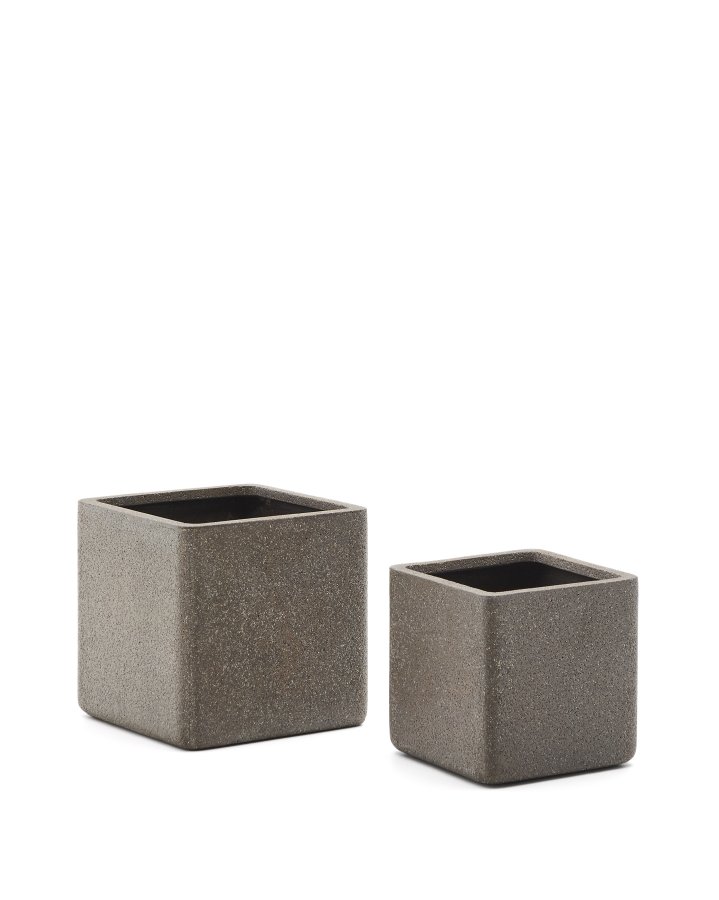 KAVE HOME Sett med 2 Minoa-plantekasser med brun steineffekt 44 x 44 cm