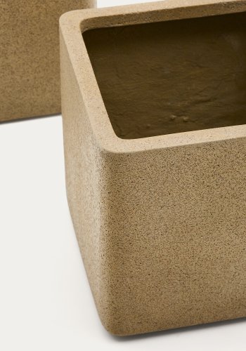 KAVE HOME Sett med 2 Minoa-plantekasser med sennepssteinseffekt 44 x 44 cm