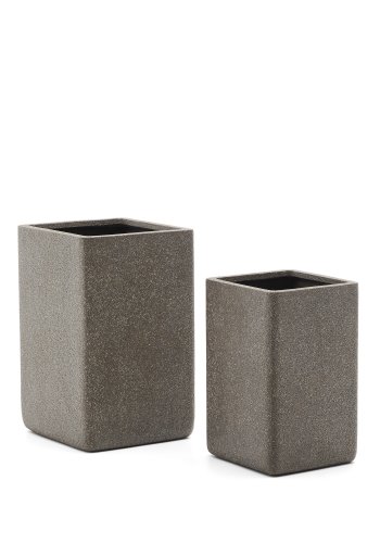 KAVE HOME Sett med 2 Minoa hye blomsterpotter med brun steineffekt 44 x 44 cm