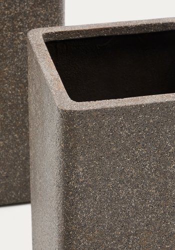 KAVE HOME Sett med 2 Minoa hye blomsterpotter med brun steineffekt 44 x 44 cm