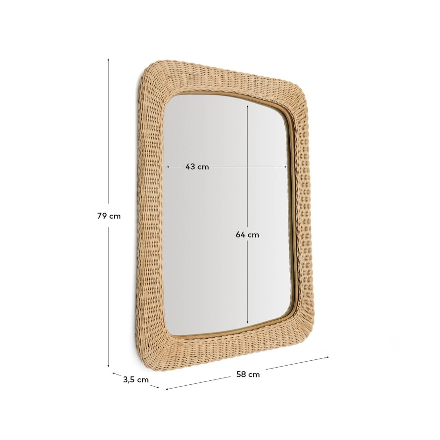 KAVE HOME Zilna rottingspeil 58 x 79cm