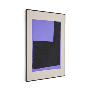 KAVE HOME Zernu abstrakt billede, hndmalet, rektangulr - bl og sort hr lrred (120x77)