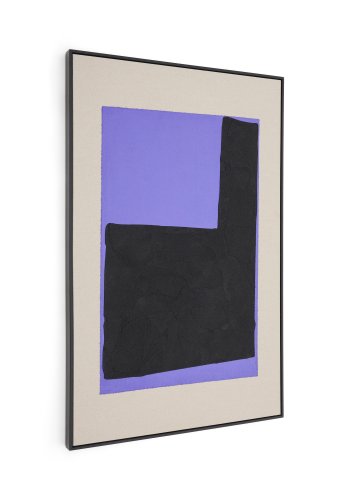KAVE HOME Zernu hndmalt abstrakt bilde i bltt og svart lin, 120 x 77 cm