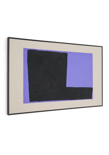 KAVE HOME Zernu hndmalt abstrakt bilde i bltt og svart lin, 120 x 77 cm