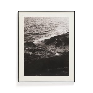 KAVE HOME Zavira billede, rektangul�r - sort hvid fotografi af b�lger (84x64)