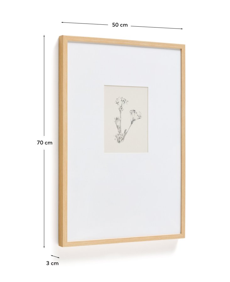 KAVE HOME Lirena billede, rektangul�r - botanisk illustration og ramme (70x50)