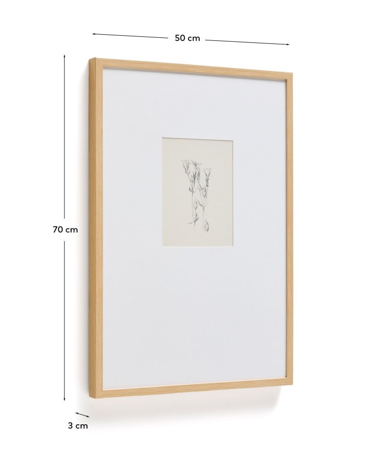 KAVE HOME Lirena billede, rektangul�r - botanisk illustration og ramme (70x50)