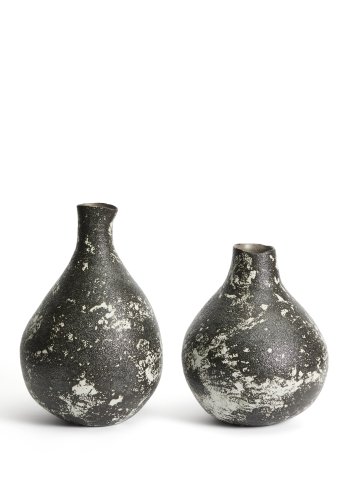 KAVE HOME Orelin vase, rund - sort og hvid keramik (H:30)