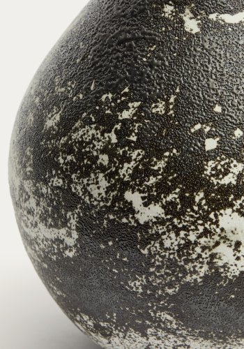 KAVE HOME Orelin vase, rund - sort og hvid keramik (H:30)