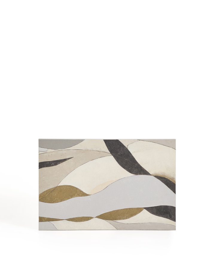 KAVE HOME Marvilo abstrakt billede, rektangul�r - gr� og sennepsgul l�rred (90x60)