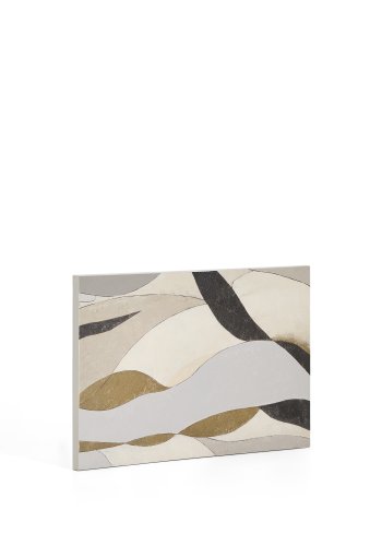 KAVE HOME Marvilo abstrakt billede, rektangul�r - gr� og sennepsgul l�rred (90x60)