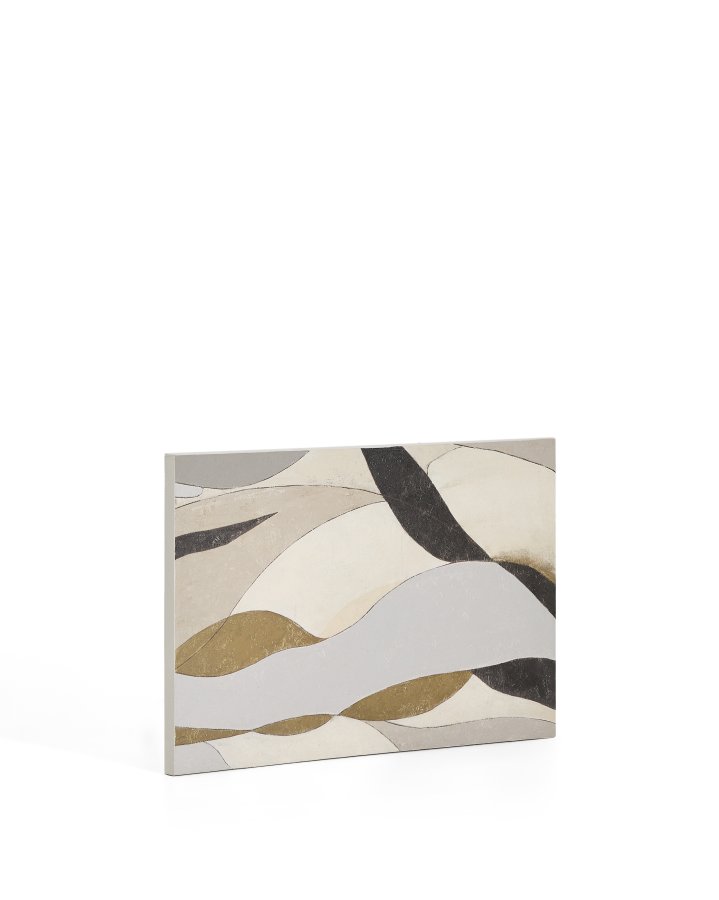 KAVE HOME Marvilo abstrakt billede, rektangul�r - gr� og sennepsgul l�rred (90x60)