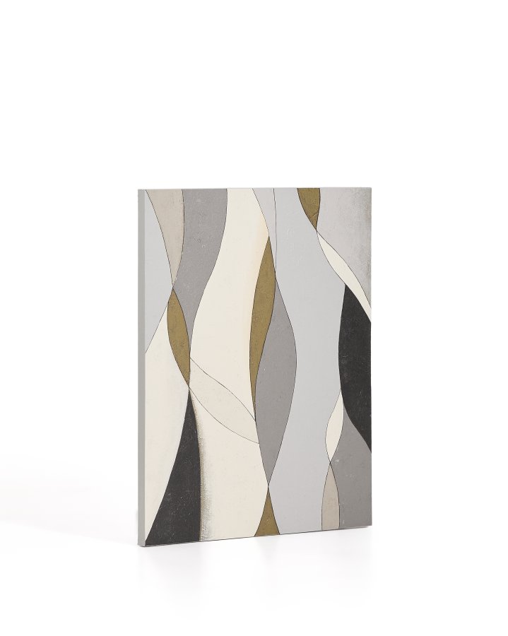 KAVE HOME Marvilo abstrakt billede, rektangul�r - gr� og sennepsgul l�rred (100x80)