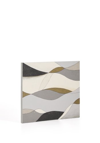 KAVE HOME Marvilo abstrakt billede, rektangul�r - gr� og sennepsgul l�rred (100x80)