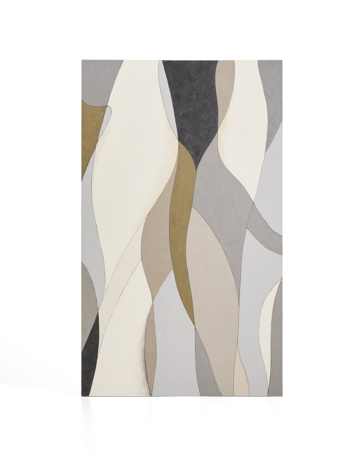 KAVE HOME Marvilo abstrakt billede, rektangul�r - gr� og sennepsgul l�rred (200x120)