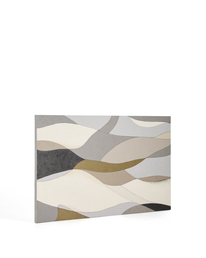 KAVE HOME Marvilo abstrakt billede, rektangul�r - gr� og sennepsgul l�rred (200x120)