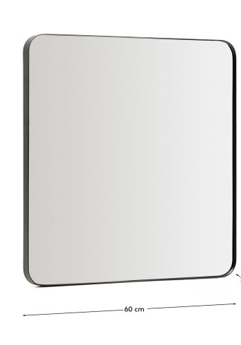 KAVE HOME Marco v�gspejl, kvadratisk - spejlglas og sort metal (60x60)