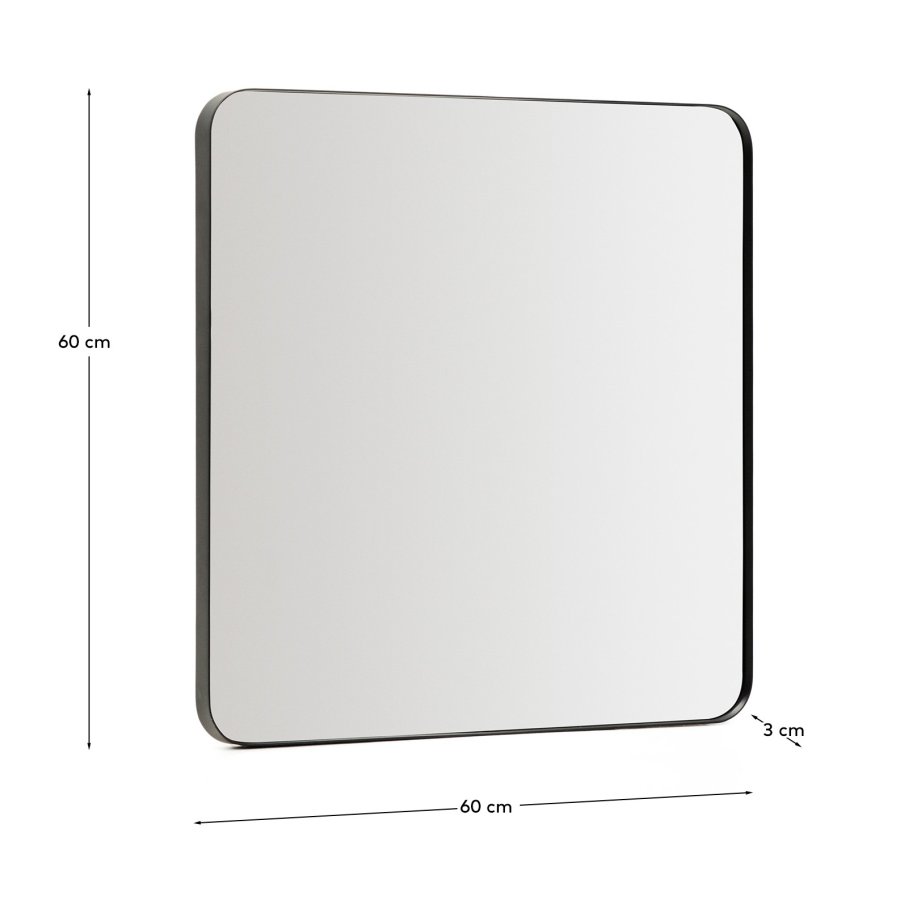 KAVE HOME Marco v�gspejl, kvadratisk - spejlglas og sort metal (60x60)